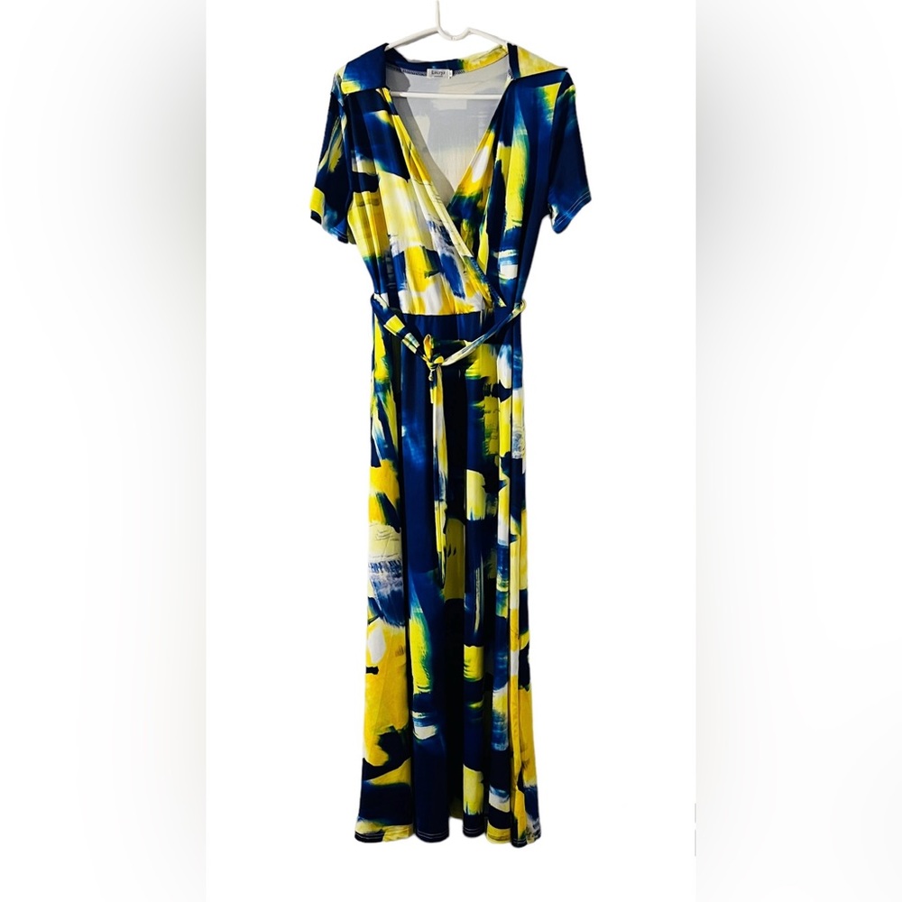 Locryz Women's V Neck 3/4 Sleeve African Floral Printed Size XL NWOT